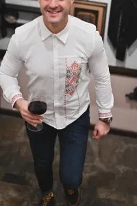 Ленена мъжка риза с шевица „Роджета“ - Image 2